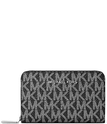 Michael Kors Jet Set Small Logo Metallic Dot Zip Around Card Case