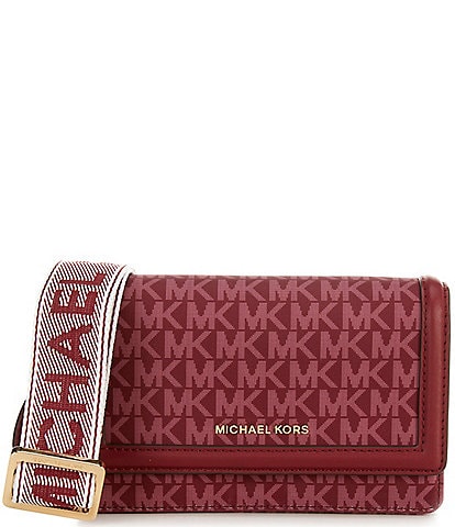Michael Kors Nylon Jet Set Small Logo Print Smartphone Contrast Trim Crossbody Bag