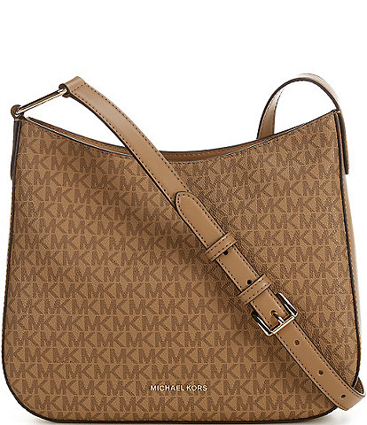 Michael Kors Tan Taupe Color Leather Crossbody Bag With discount Gold Hardware