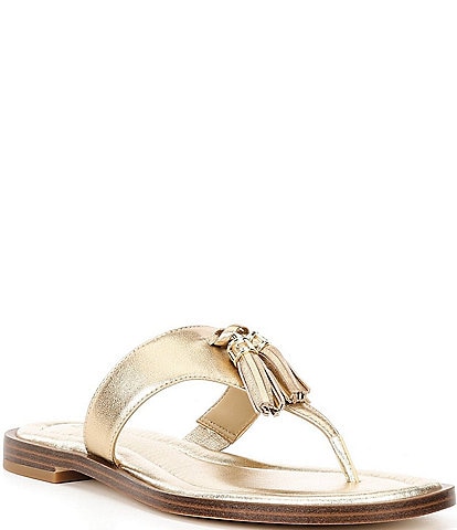Michael Kors Kiernan Leather Tassel Thong Sandals