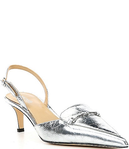 Michael Kors Lena Mirror Metallic Bit Buckle Detail Slingback Pumps