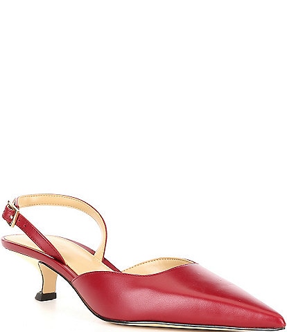 Michael Kors Luna Leather Kitten Heel Slingback Pumps