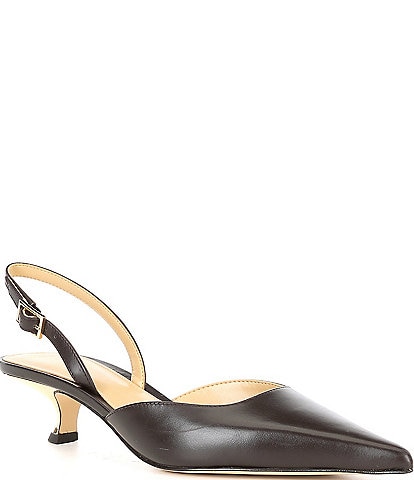 Michael Kors Luna Leather Kitten Heel Slingback Pumps