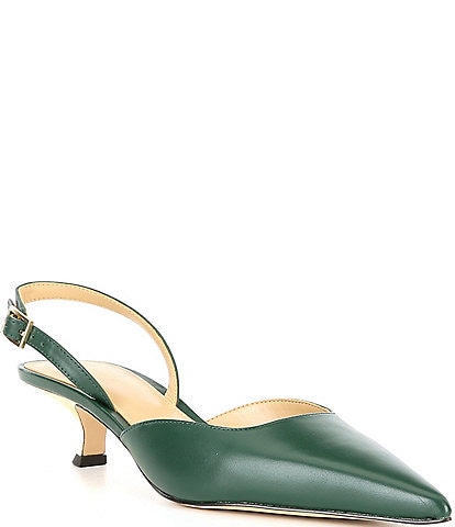 Michael Kors Luna Leather Kitten Heel Slingback Pumps