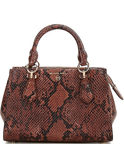 Michael Kors Marilyn Small Snake Embossed Leather Gold Metal Crossbody Bag