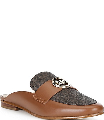 Michael Kors McKenzie Leather Logo Slip On Mules