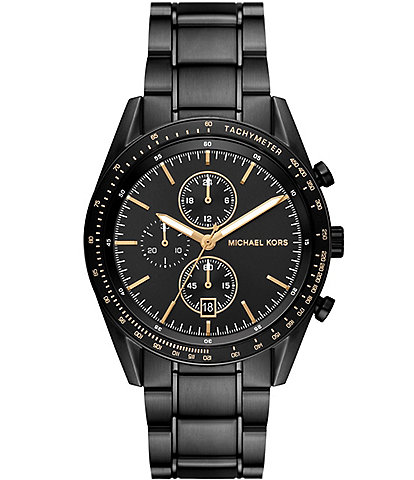 Michael Kors Men's Warren Chronograph Black Stainless Steel Bracelet Watch