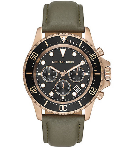 Michael Kors Men's Everest Chronograph Olive Leather Strap Watch