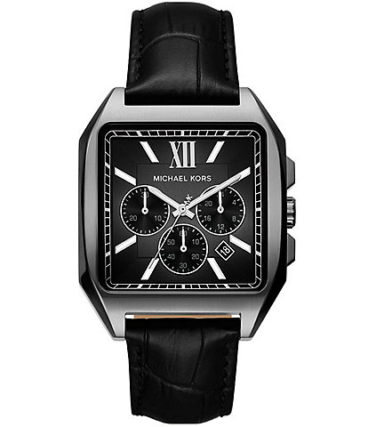 Michael Kors Men's Hayes Quartz Chronograph Leather Strap Watch