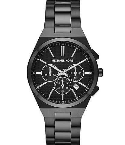 Michael Kors Men's Lennox Chronograph Black Stainless Steel Bracelet Watch