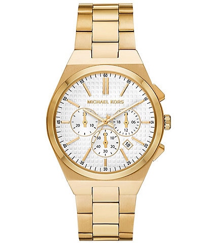 Michael Kors Men's Lennox Chronograph Gold-Tone Stainless Steel Bracelet Watch