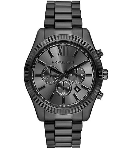 Michael Kors Men's Lexington Chronograph Black-Tone Stainless Steel Bracelet Watch
