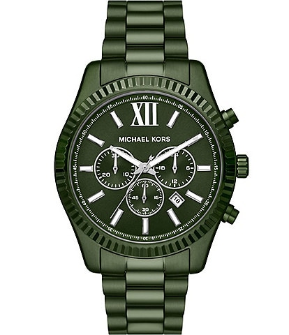 Michael Kors Men's Lexington Chronograph Green-Tone Stainless Steel Bracelet Watch
