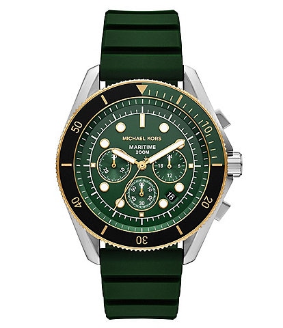 Michael Kors Men's Maritime Chronograph Green Silicone Strap Watch