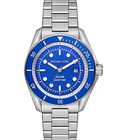 Michael Kors Men's Maritime Silver Three-Hand Date Stainless Steel Bracelet Watch