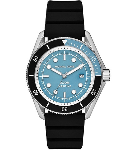 Michael Kors Men's Maritime Three-Hand Black Silicone Strap Watch