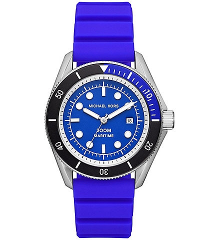 Michael Kors Men's Maritime Three-Hand Date Blue Silicone Strap Watch