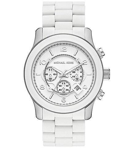 Michael Kors Men's Runway Chronograph White Silicone-Wrapped Stainless Steel Watch
