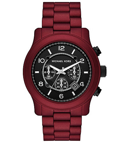 Michael Kors Men's Runway Chronograph Red Matte Coated Stainless Steel Bracelet Watch