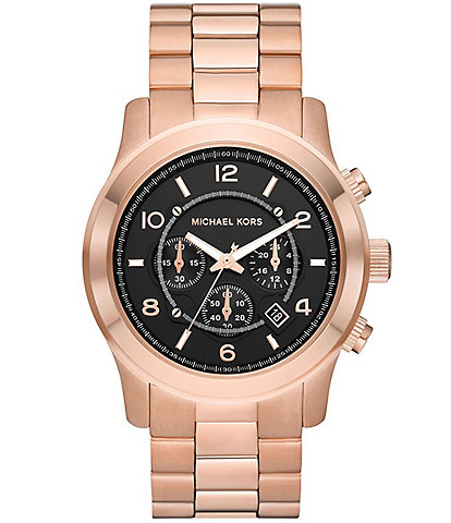 Michael Kors Men's Runway Chronograph Rose Gold-Tone Stainless Steel Bracelet Watch
