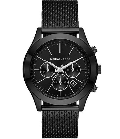 Michael Kors Men's Slim Runway Chronograph Black Stainless Steel Mesh Bracelet Watch
