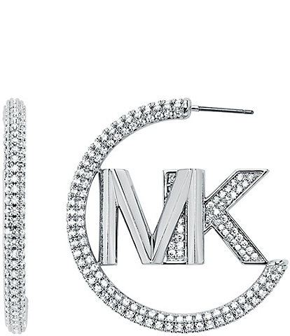 Michael Kors MK Metallic Muse Silver-Tone Brass Hoop Earrings