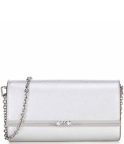 Michael Kors Mona Large Metallic Leather Clutch
