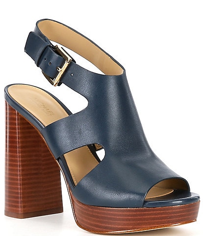 Michael Kors Noelle Leather Platform Peep Toe Sandals