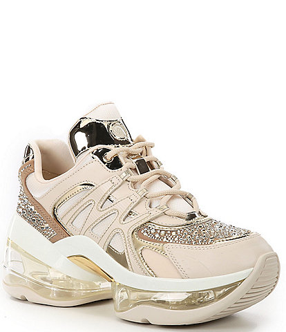 Michael Kors Olympia Sport Extreme Crystal Rhinestone Lace up Sneakers