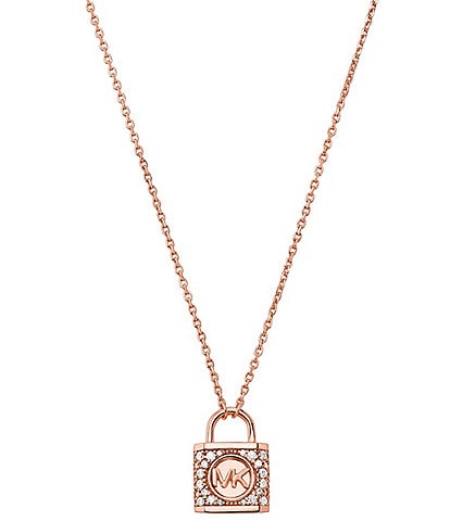 Michael Kors Pav Lock Short Pendant Necklace