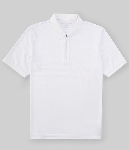 Michael Kors Performance Stretch Stripe Quarter-Zip Short Sleeve Polo Shirt