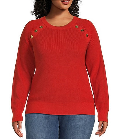 Michael Kors Plus Size Long Sleeve Crew Neck Sweater