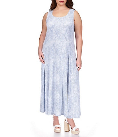 Michael Kors Plus Size Stretch Scoop Neck Sleeveless Maxi Dress