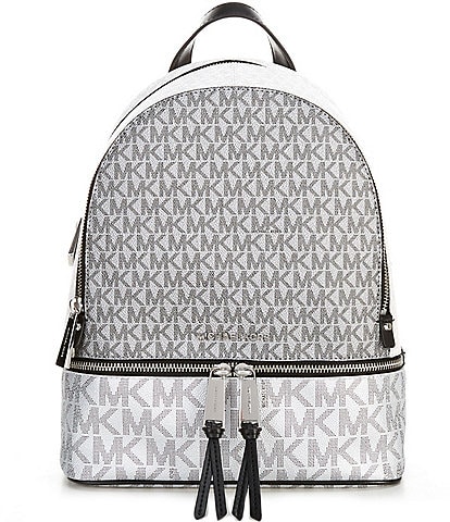 Michael Kors Rhea Medium Colorblock Silver Hardware Signature Logo Backpack