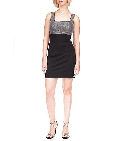 Michael Kors Rhinestone Square Neck Mini Dress