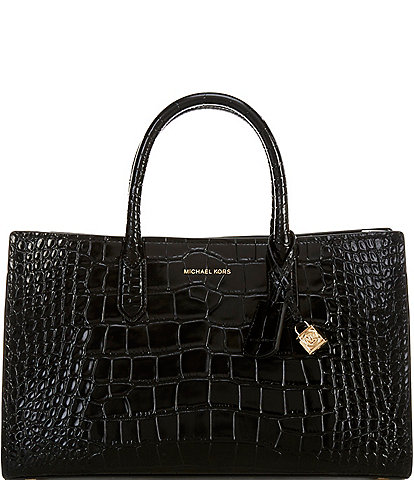 Michael Kors Scarlett Medium Crocodile Embossed Patent Leather Satchel Bag