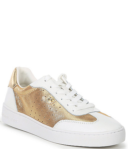 Michael Kors Scotty Lace Up Metallic Leather Sneakers