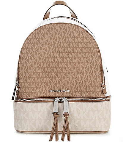 Michael Kors Rhea Signature Logo Zip Medium Tri-Color Backpack