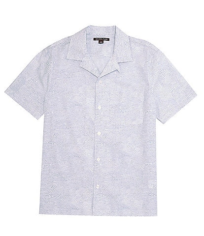 Michael Kors Slim-Fit Etched MK Logo Short Sleeve Woven Camp Shirt