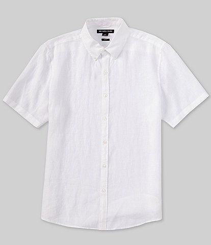 Michael Kors Slim Fit Linen Short Sleeve Woven Shirt
