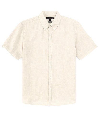 Michael Kors Slim Fit Linen Short Sleeve Woven Shirt
