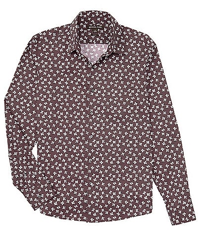 Michael Kors Slim-Fit Performance Stretch Tossed Floral Print Long Sleeve Woven Shirt
