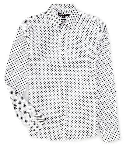 Michael Kors Slim Fit Stretch Diamond Print Long Sleeve Woven Shirt