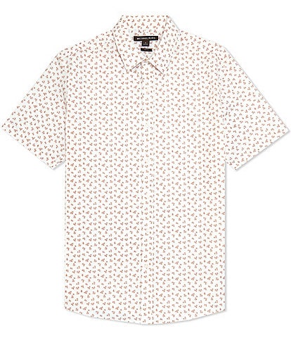 Michael Kors Slim Fit Stretch Field Print Short Sleeve Woven Shirt