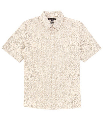 Michael Kors Slim-Fit Stretch Leaf Print Short Sleeve Woven Shirt