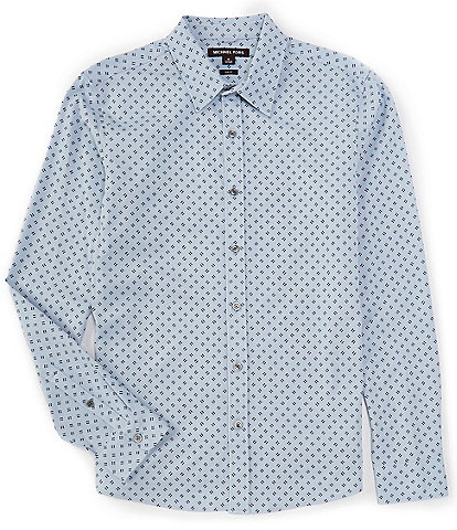 Michael Kors Slim-fit Printed Stretch Shirt in White for Men