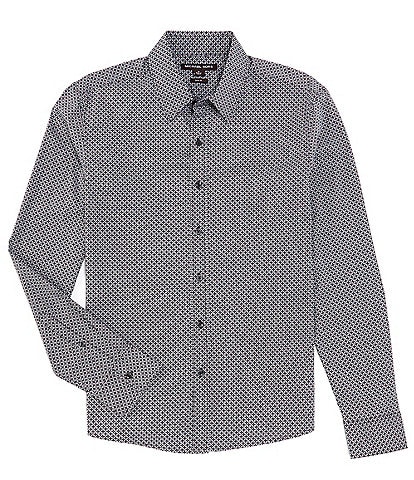 Michael Kors Slim Fit Stretch Mosaic Geo Print Long Sleeve Woven Shirt