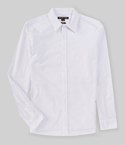 Michael Kors Slim Fit Stretch Pin Dot Long Sleeve Woven Shirt