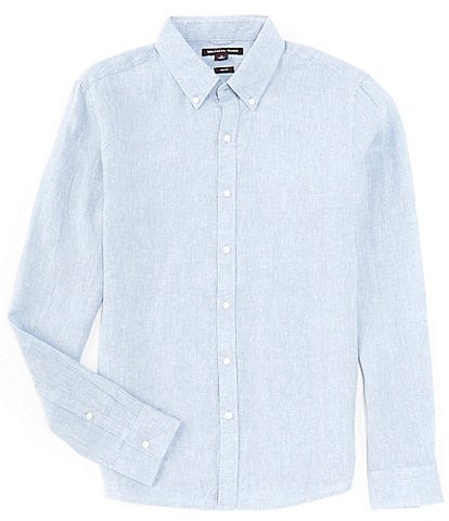 Michael Kors Slim Fit Yarn-Dye Linen Long Sleeve Woven Shirt