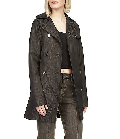 Michael Kors Snake Jacquard Belted Trench Coat